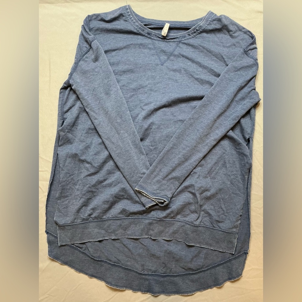 Z Supply Blue Relaxed Ribbed Hoodie